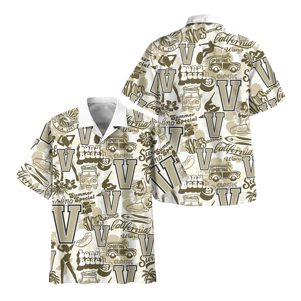 Vanderbilt Commodores Hawaiian Shirt Logo Print, Fan Lifestyle Button Shirt HVN1467VC