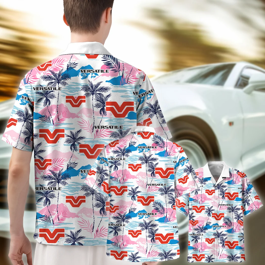 Versatile Hawaiian Shirt Logo Print, Chrome Wave Button Shirt HVN1538VE