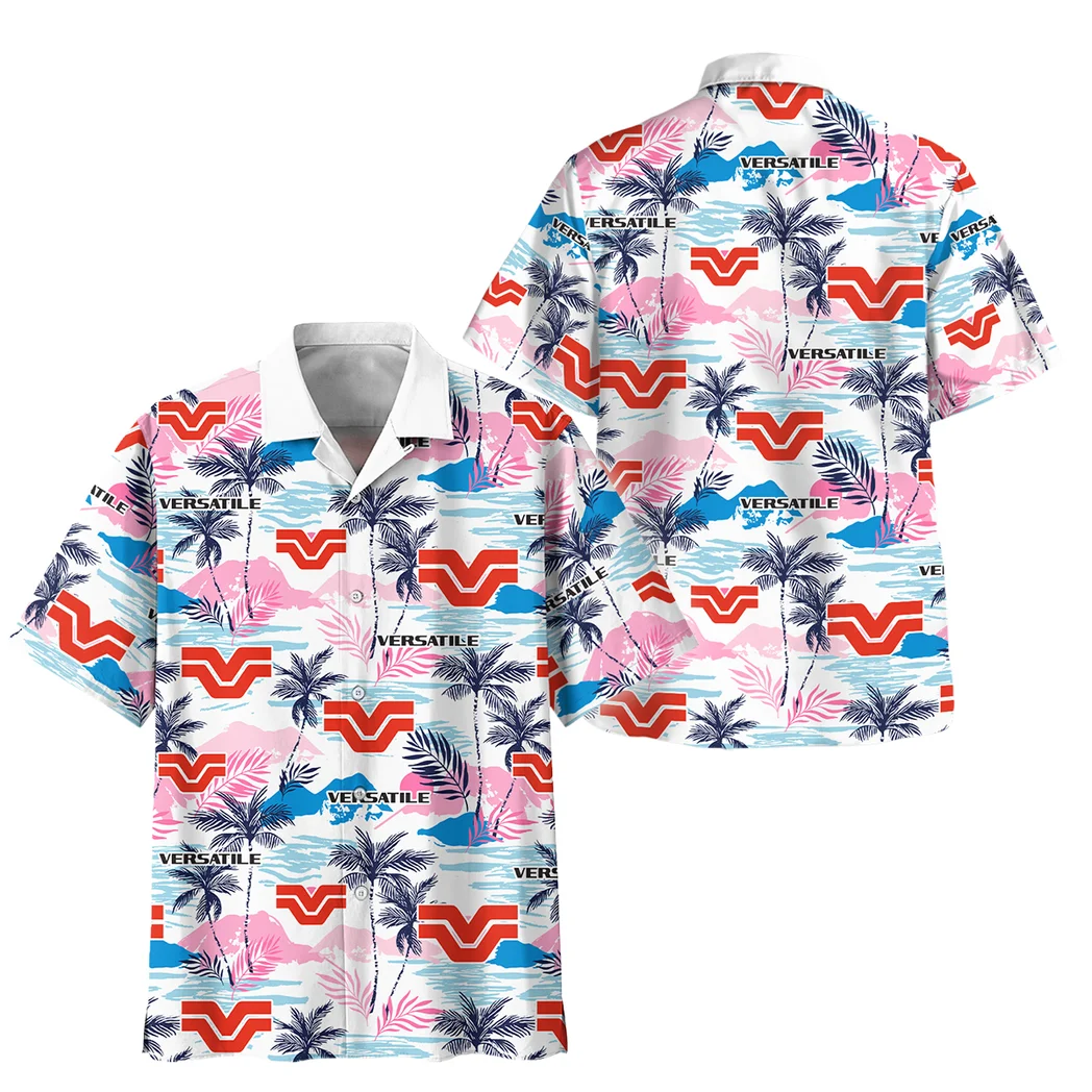 Versatile Hawaiian Shirt Logo Print, Chrome Wave Button Shirt HVN1538VE