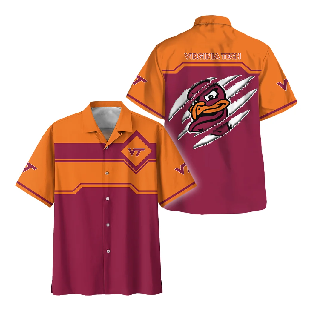 Virginia Tech Hokies Hawaiian Shirt Logo Print, Match Day Button Shirt HVN1469VT
