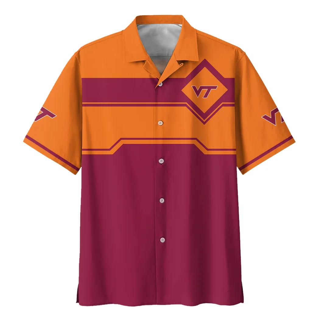 Virginia Tech Hokies Hawaiian Shirt Logo Print, Match Day Button Shirt HVN1469VT
