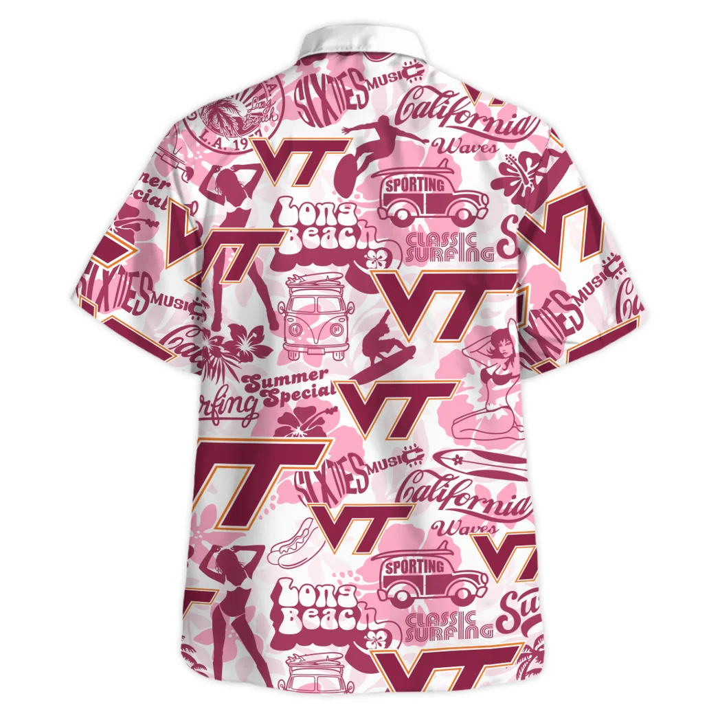 Virginia Tech Hokies Hawaiian Shirt Logo Print, Sport Culture Button Shirt HVN1467VT