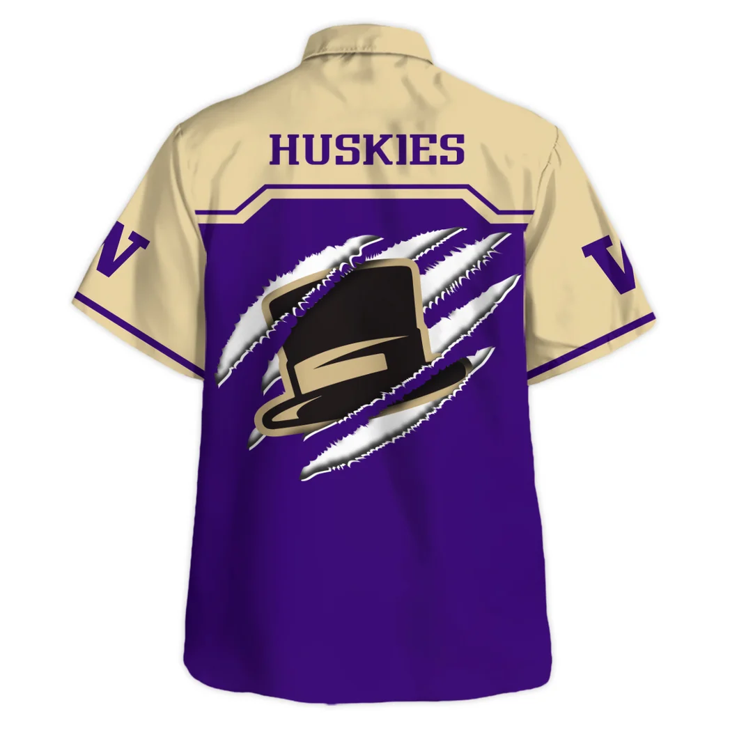 Washington Huskies Hawaiian Shirt Logo Print, Tropical Supporter Button Shirt HVN1469WH