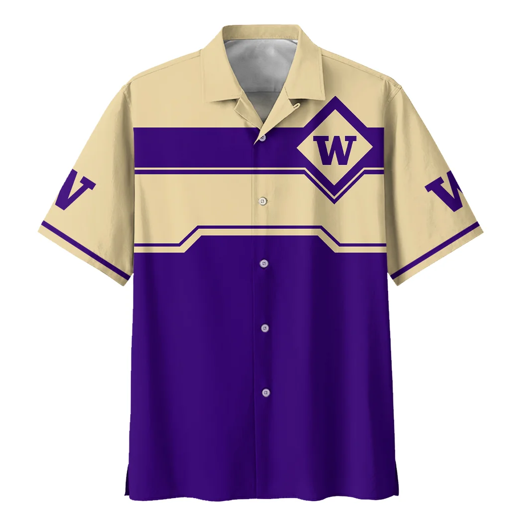 Washington Huskies Hawaiian Shirt Logo Print, Tropical Supporter Button Shirt HVN1469WH