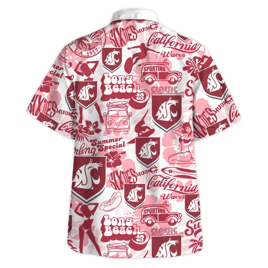 Washington State Cougars Hawaiian Shirt Logo Print, Match Day Button Shirt HVN1467WS