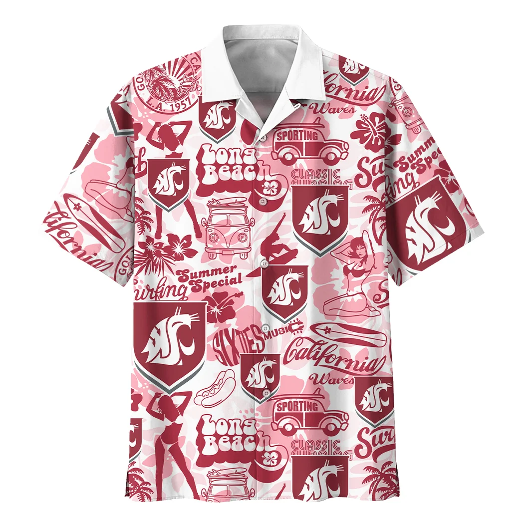 Washington State Cougars Hawaiian Shirt Logo Print, Match Day Button Shirt HVN1467WS