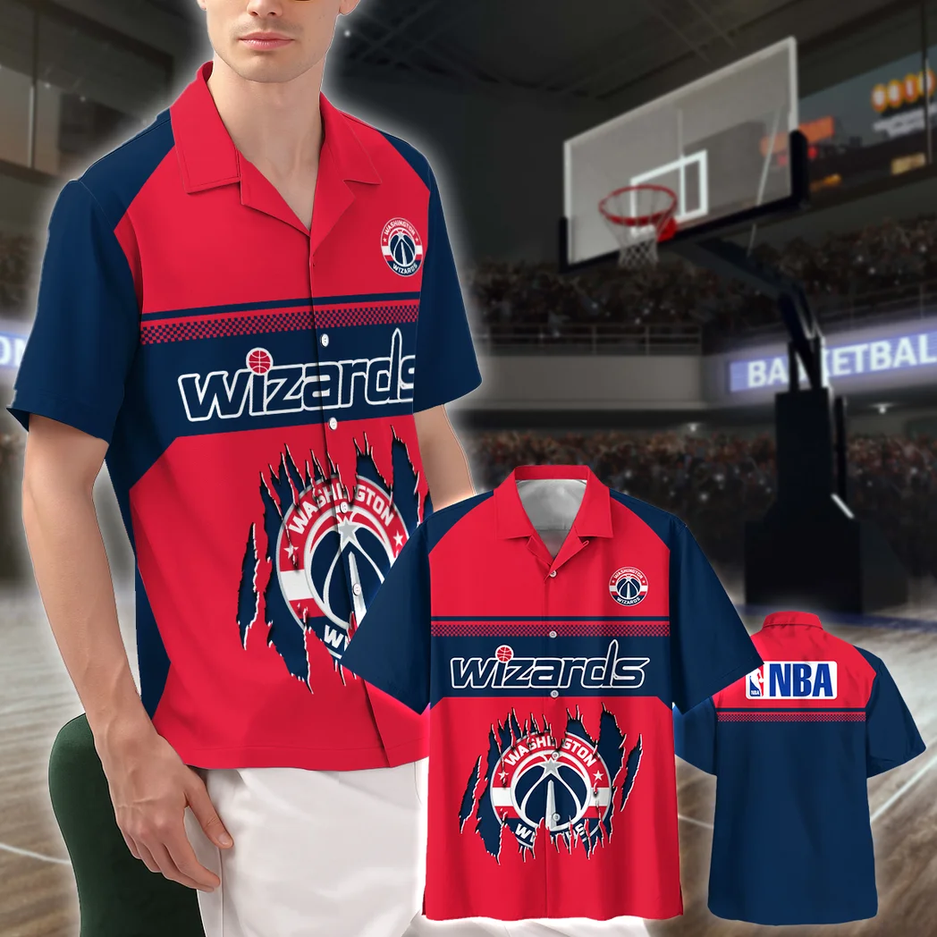 Washington Wizards Hawaiian Shirt Logo Print, Sport Pride Button Shirt HVN1528WW