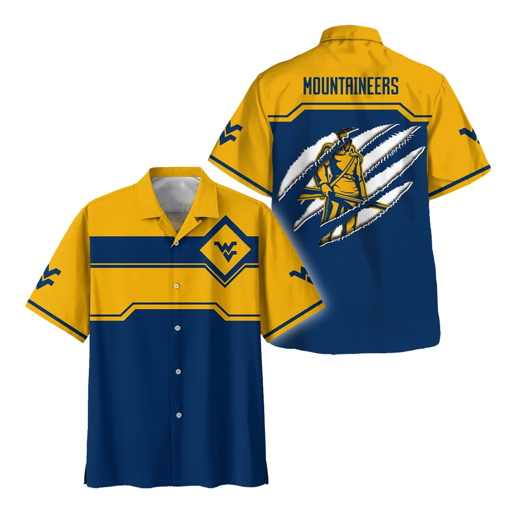 West Virginia Mountaineers Hawaiian Shirt Logo Print, Celebration Spirit Button Shirt HVN1469WV