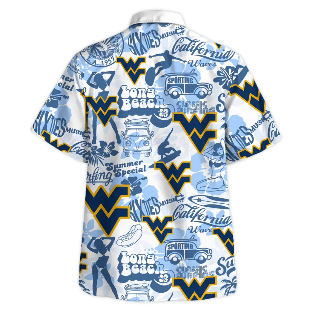 West Virginia Mountaineers Hawaiian Shirt Logo Print, Match Day Button Shirt HVN1467WV