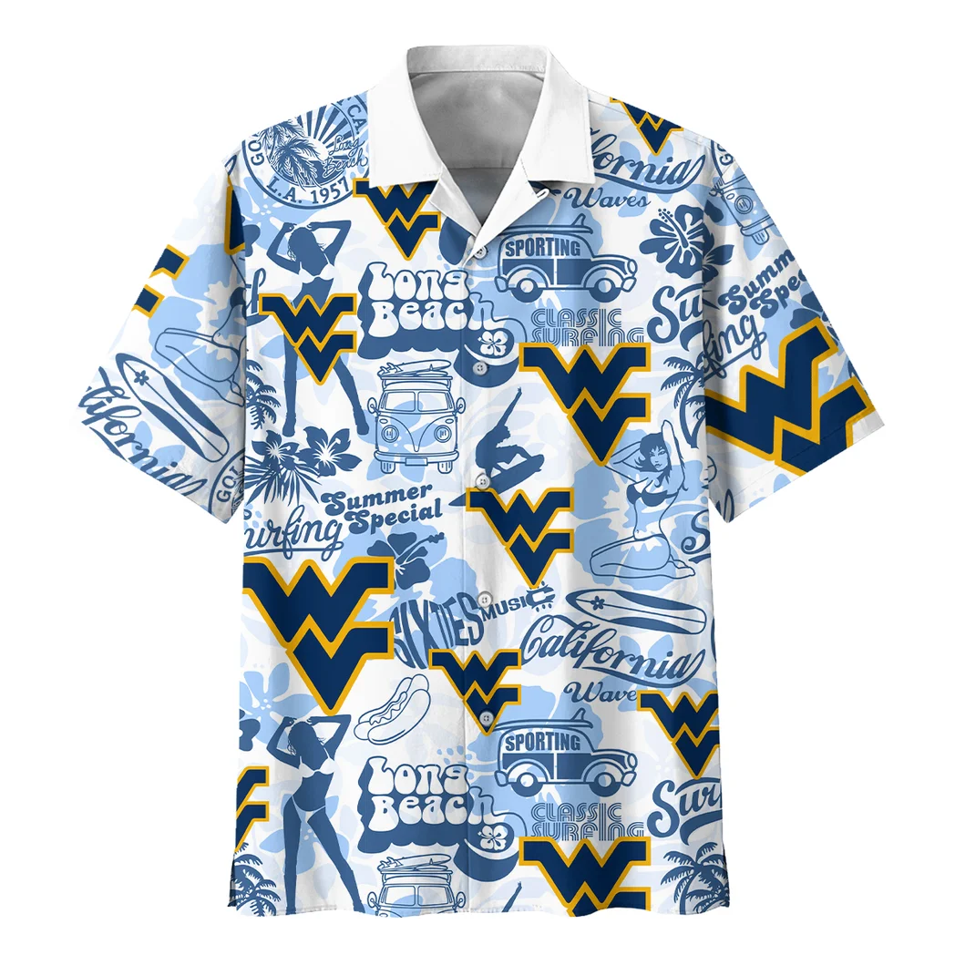 West Virginia Mountaineers Hawaiian Shirt Logo Print, Match Day Button Shirt HVN1467WV