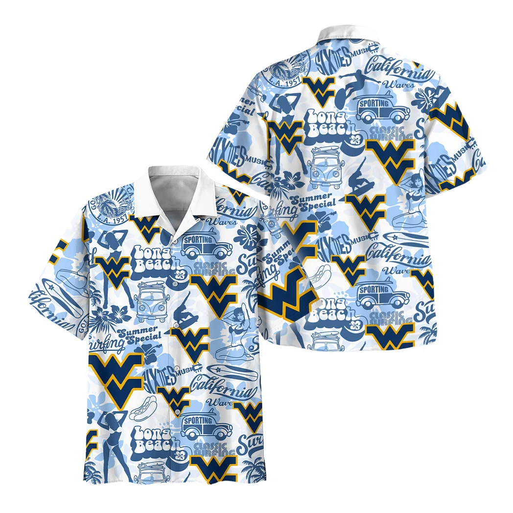 West Virginia Mountaineers Hawaiian Shirt Logo Print, Match Day Button Shirt HVN1467WV
