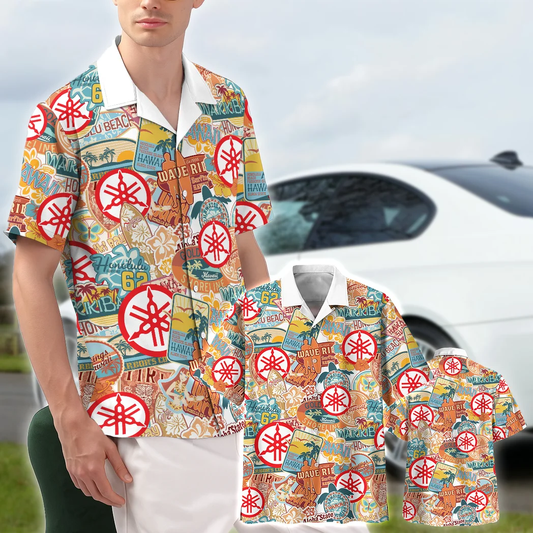 Yamaha Hawaiian Shirt Exclusive Logo, Retro Driver Button Shirt HVN1539YA
