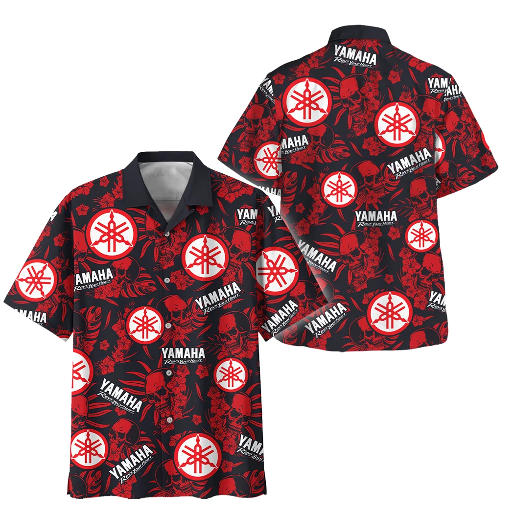 Yamaha Hawaiian Shirt Skull Design, Road-Trip Ready Button Shirt HVN1535YA